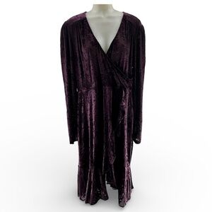 Tommy Hilfiger purple dress crushed velvet lined wrap size 16 Fairy Burnout
